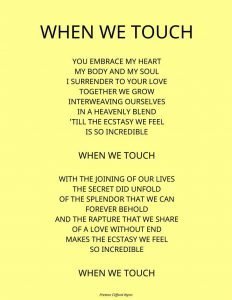 Preston Wynn ~ Poem ~ When We Touch
